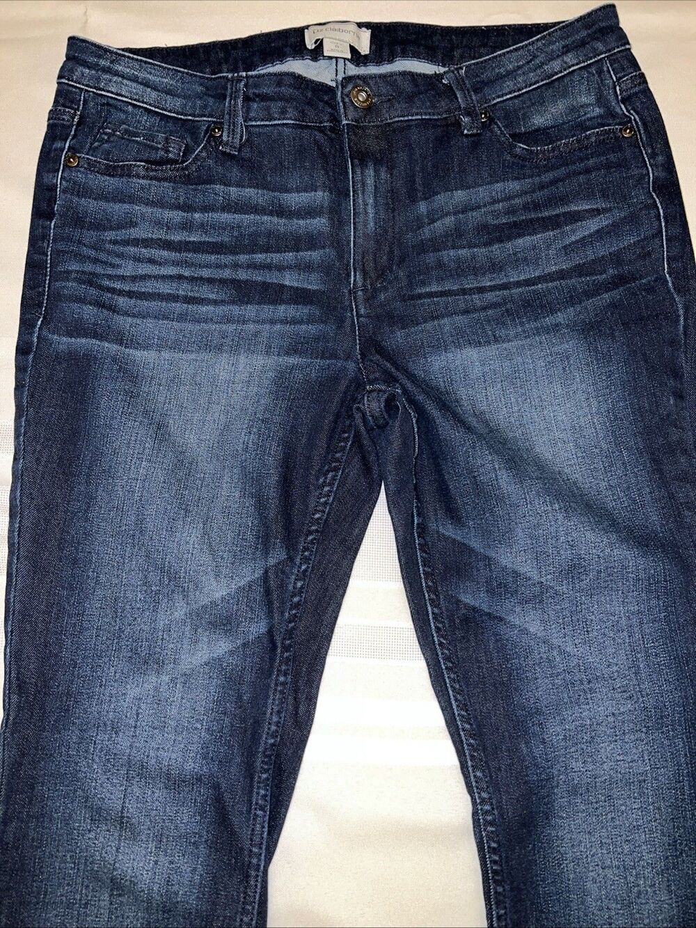 Liz Claiborne City Skinny Women's size 8 Dark Wash Blue Denim Jeans - Picture 4 of 8